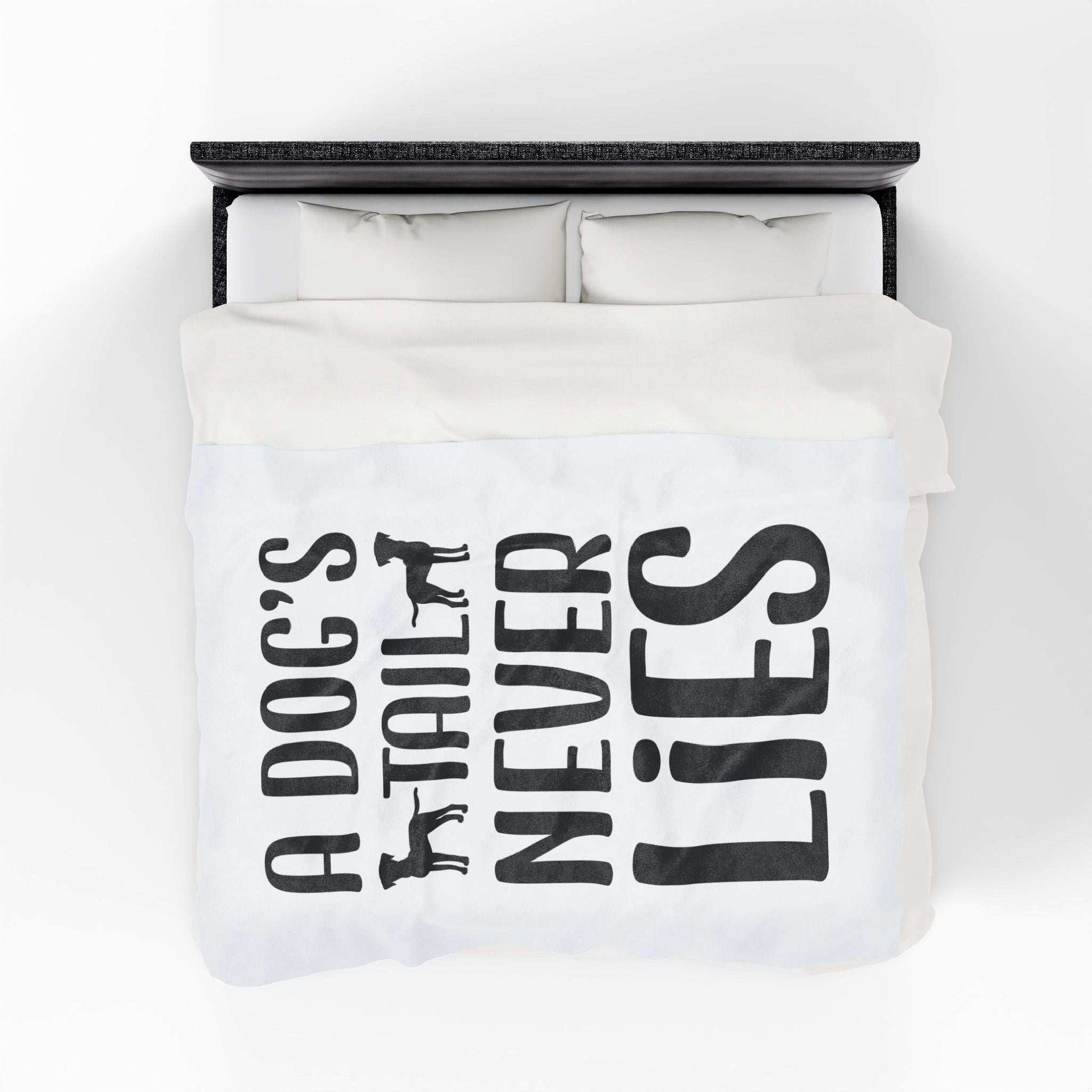Cozy Velveteen Plush Blanket - "A Dog's Tail Never Lies" - Pet Lover Gift - Purrfect Pet Haven