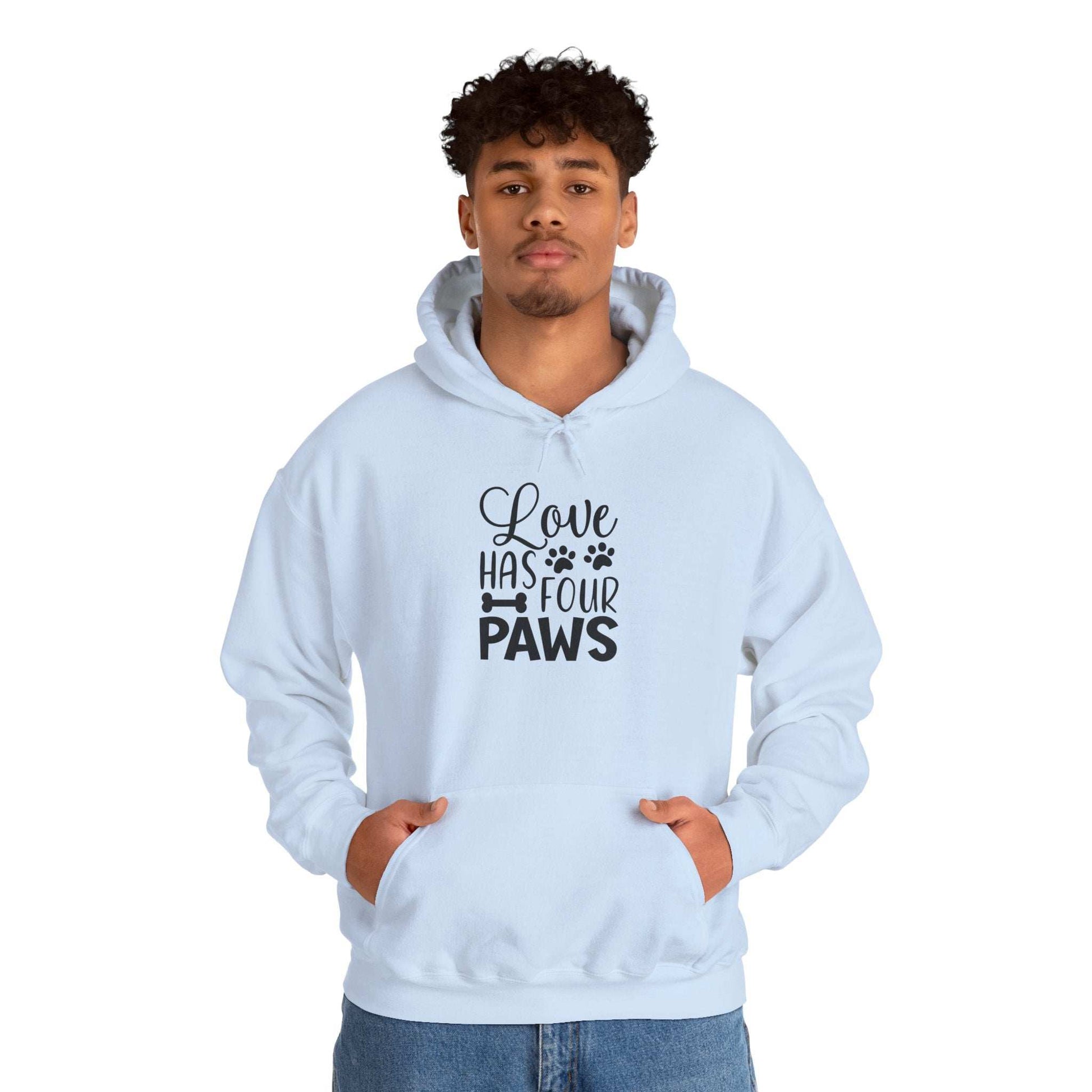 Love Has Four Paws Hoodie – Cozy Unisex Sweatshirt for Pet Lovers - Purrfect Pet Haven