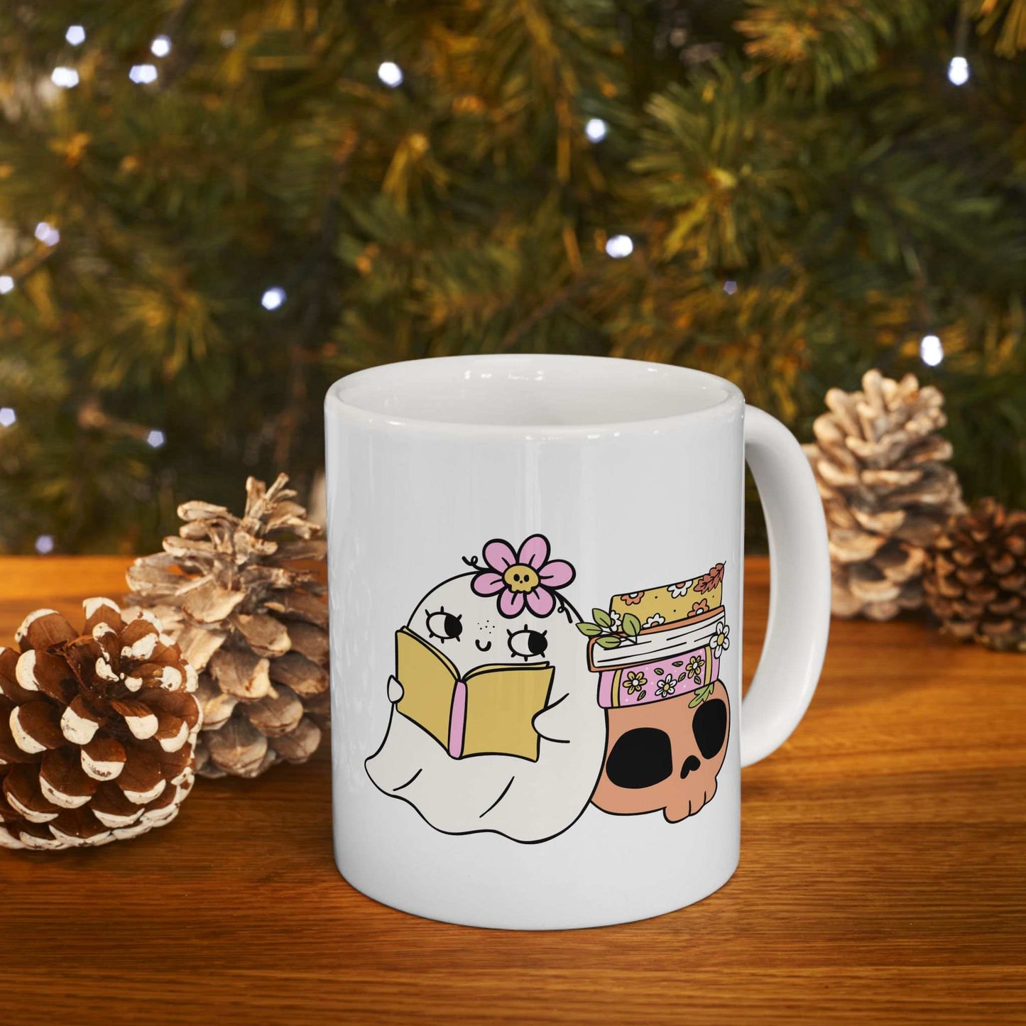 Cute Ghost Ceramic Mug | Coffee Cup for Book Lovers | Halloween Decor | Gift for Readers - Purrfect Pet Haven