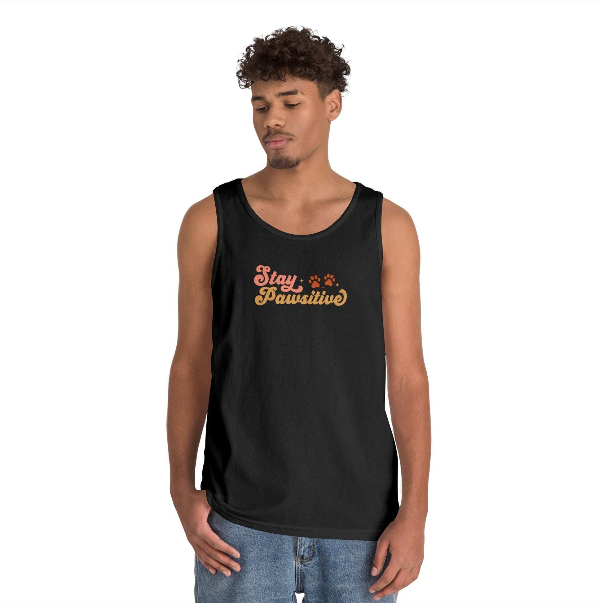 Cute Pet Lover Tank Top, Stay Pawsitive Tank, Funny Dog Lover Shirt - Purrfect Pet Haven