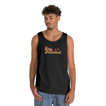 Cute Pet Lover Tank Top, Stay Pawsitive Tank, Funny Dog Lover Shirt - Purrfect Pet Haven