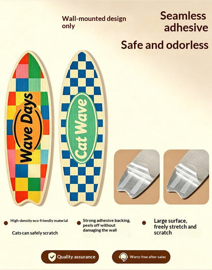 Cat Surfboard Wall Scratcher - Sisal Wall-Mounted Scratching Board