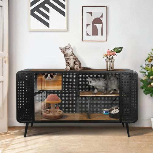 Spacious Cat House - Tempered Glass Design - Purrfect Pet Haven