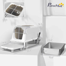 Cat Litter Box Enclosed XL Stainless Steel - Front Entry Top Exit Deodorizer
