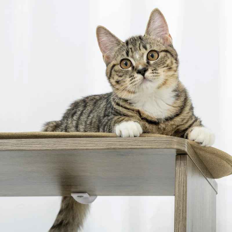 Corner Modern Cat Tree Tall For Climbing, Large Multilevel Cat Tower With Scratching Posts, Small-Fit Kitten Tower With Sisal, Cream White