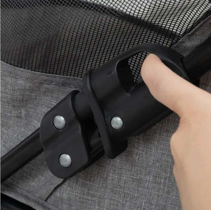 Foldable Pet Stroller, Small Dog Cat Stroller With Storage Basket For Small Puppies, Gray And Black - Purrfect Pet Haven