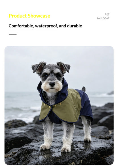 Dog Raincoat With Hood - Cape Style And Snap Closure