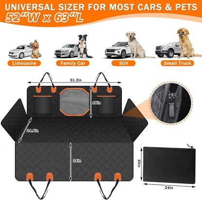 Adjustable Hard Bottom Dog Car Seat Backrest with Window & Storage Pockets - Purrfect Pet Haven