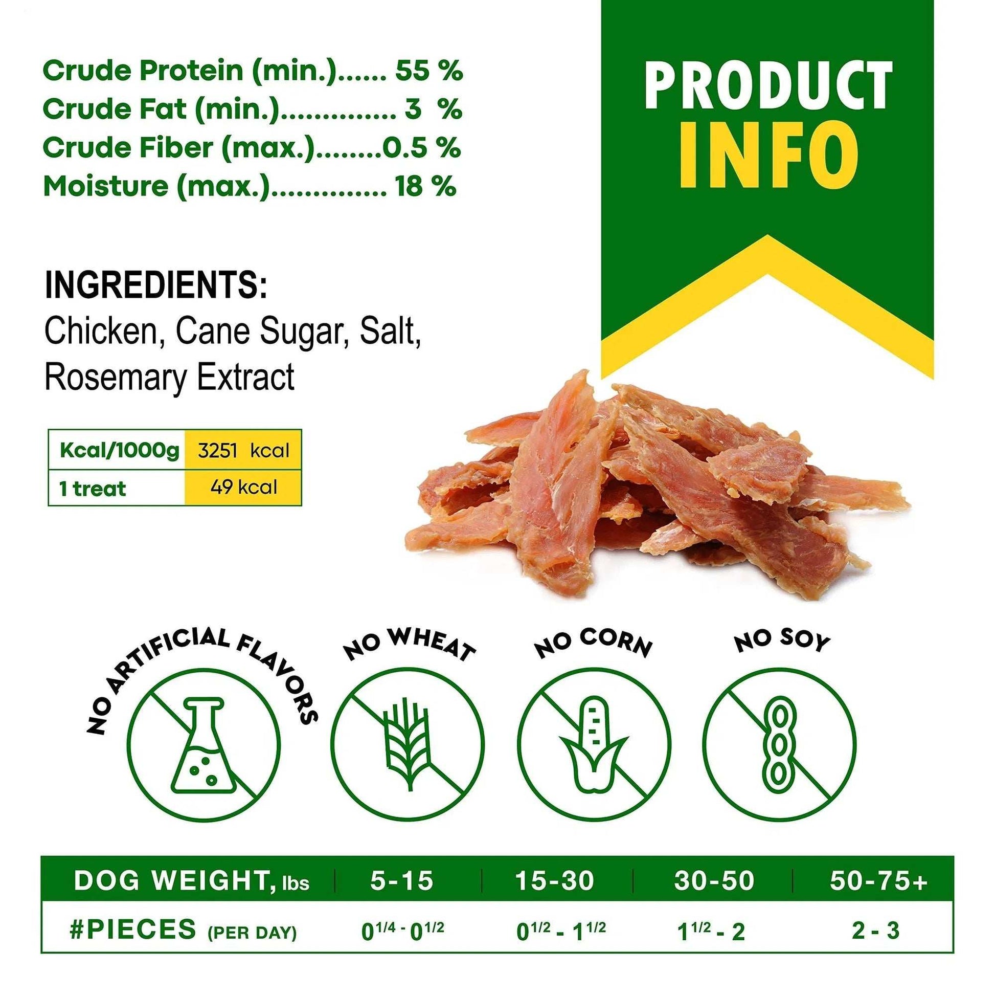 Chicken Jerky Dog Treats All Natural And Organic Healthy Snacks For Large & Small Dogs Grain Free And High Protein Human Grade Pet Chews 300 Gram - Purrfect Pet Haven