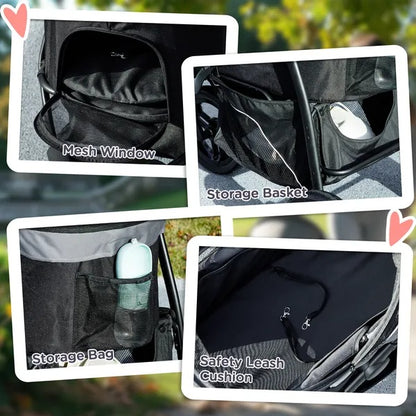 3 In 1 Pet Jogging Stroller - Small Dogs Cats Detachable Carrier - Purrfect Pet Haven