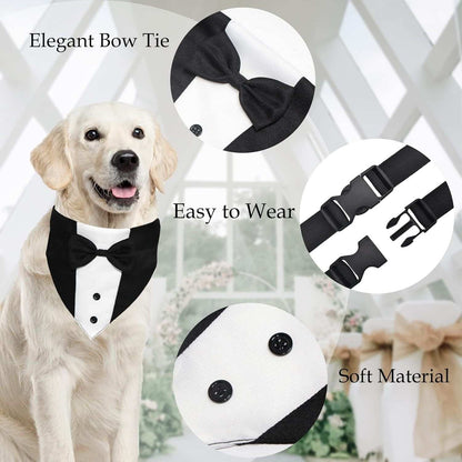 Dog Tuxedo Suit With Bow Tie And Bandana Adjustable Formal Costumes For Small, Medium, Large Dogs Perfect For Weddings Birthdays - Purrfect Pet Haven