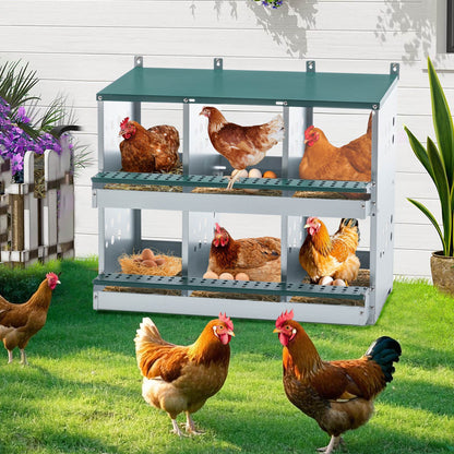 6-Compartment Chicken Nesting Box - Roll-Away Egg Collection - Purrfect Pet Haven