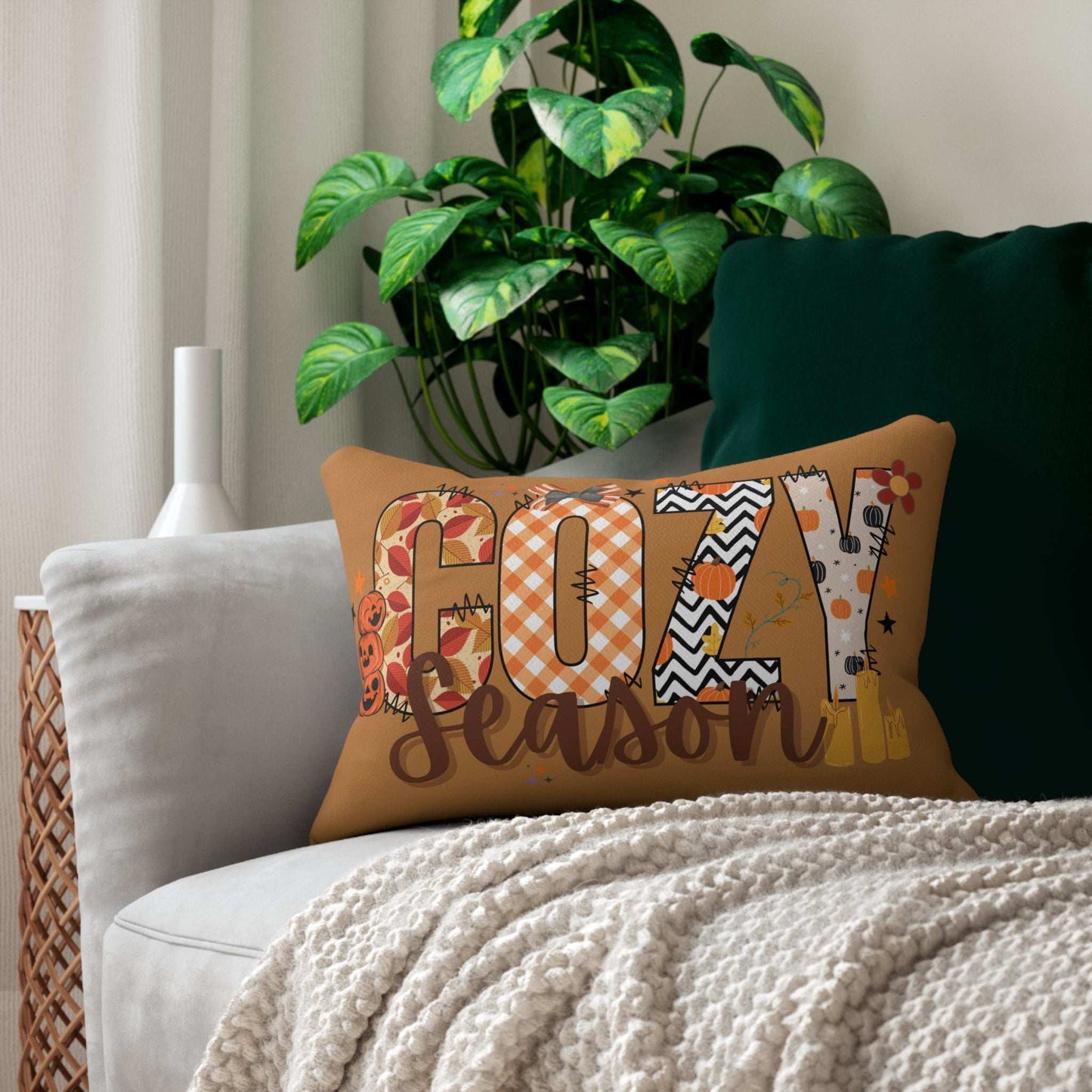 Fall Lumbar Pillow - Cozy Season Autumn Decor Thanksgiving - Purrfect Pet Haven