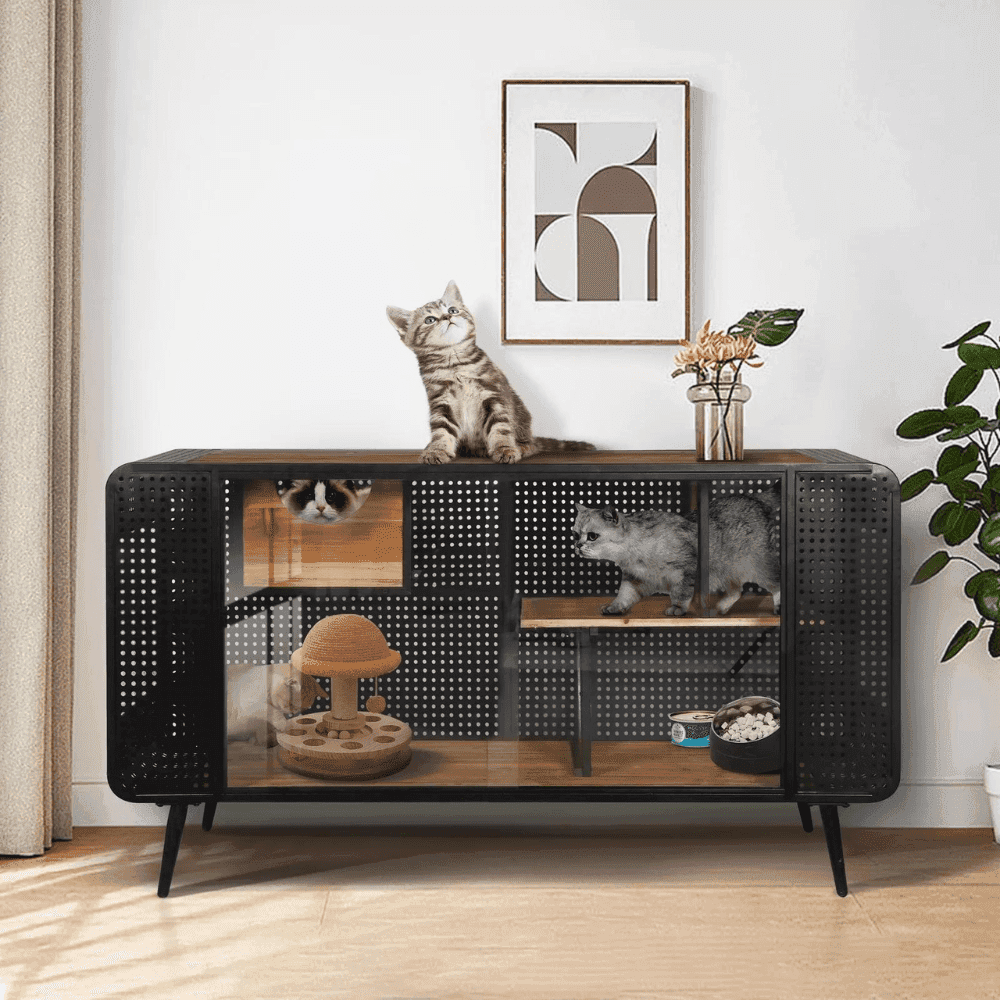 Stylish and Functional Cat House with Tempered Glass - Purrfect Pet Haven