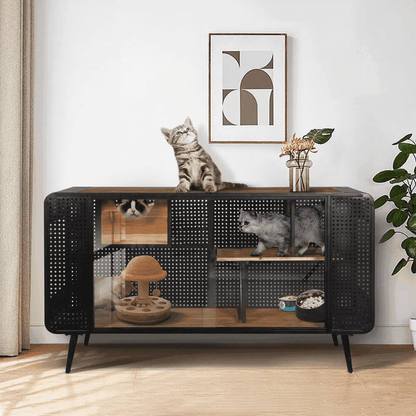 Stylish and Functional Cat House with Tempered Glass - Purrfect Pet Haven