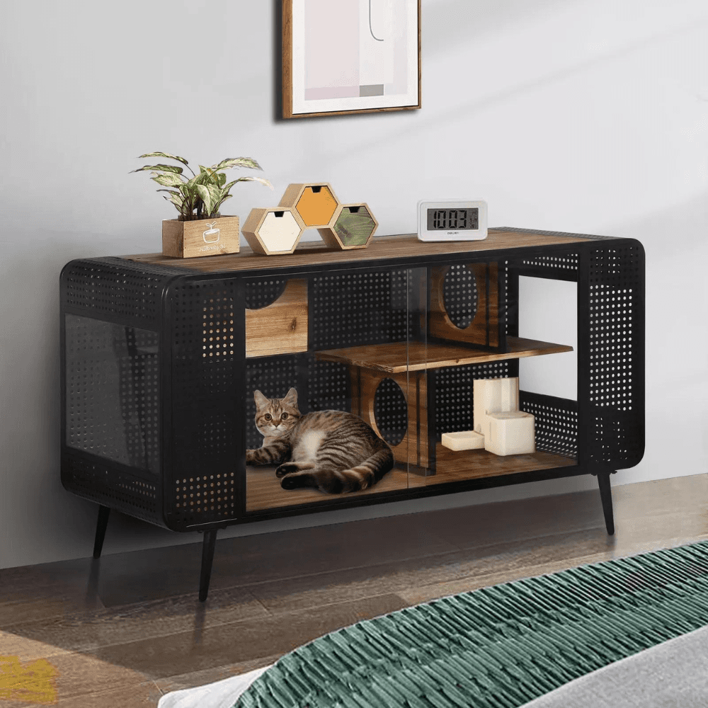 Stylish and Functional Cat House with Tempered Glass - Purrfect Pet Haven