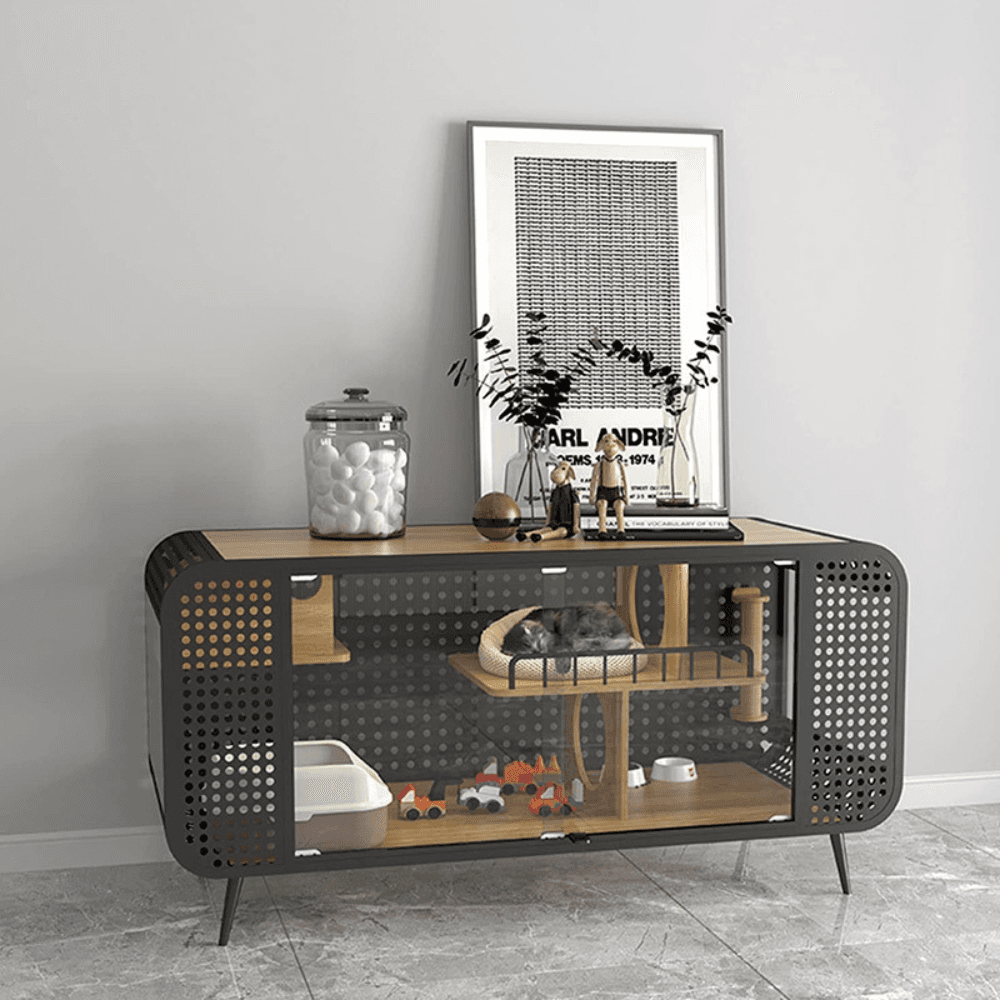 Stylish and Functional Cat House with Tempered Glass - Purrfect Pet Haven