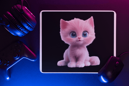 Cute Pink Cat Gaming Mouse Pad - Adorable Desk Accessory for Animal Lovers - Purrfect Pet Haven