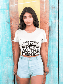 I Just Want to Pet All the Dogs Unisex Cotton Tee - Perfect Gift for Dog Lovers | Purrfect Pet Haven