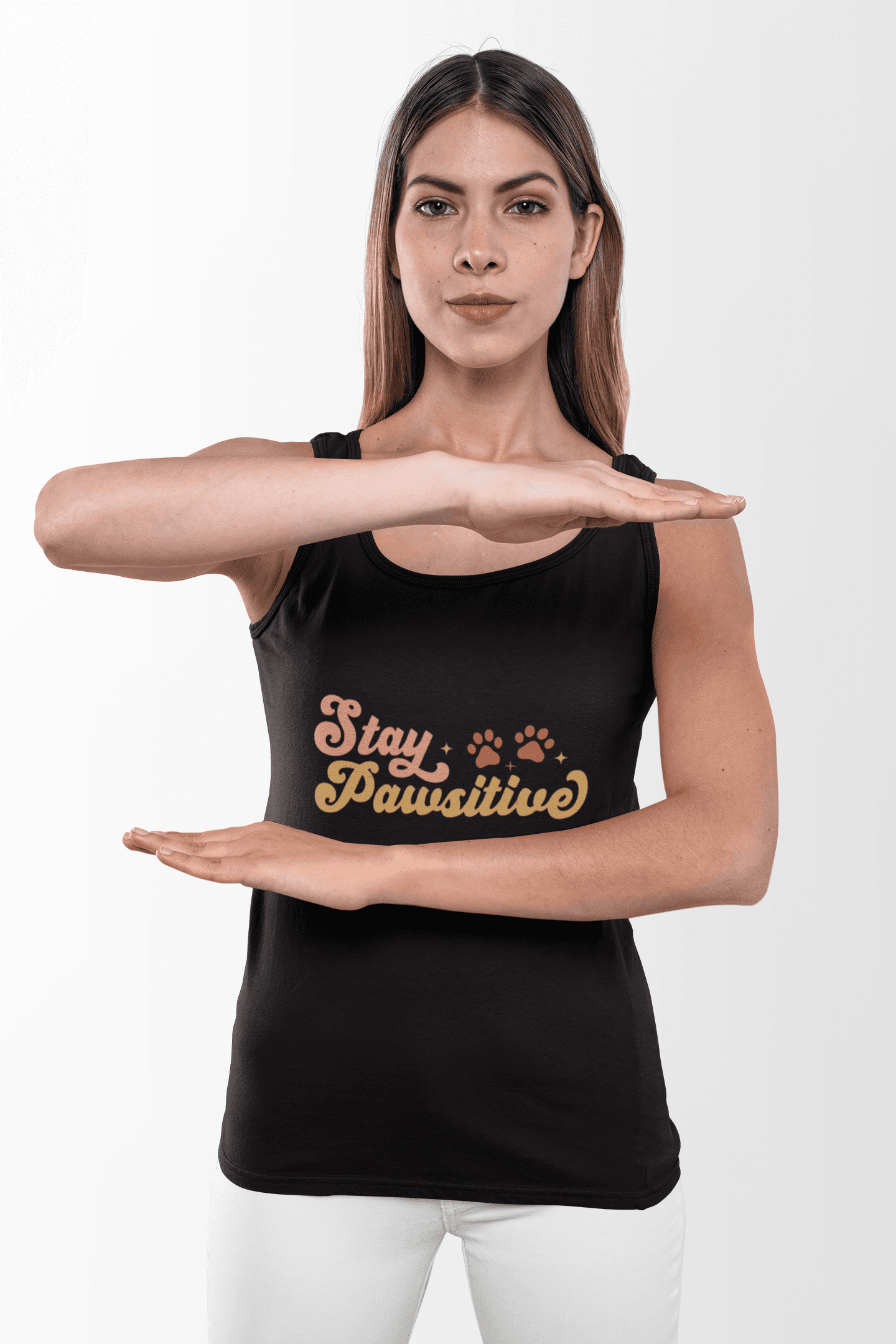 Cute Pet Lover Tank Top, Stay Pawsitive Tank, Funny Dog Lover Shirt - Purrfect Pet Haven