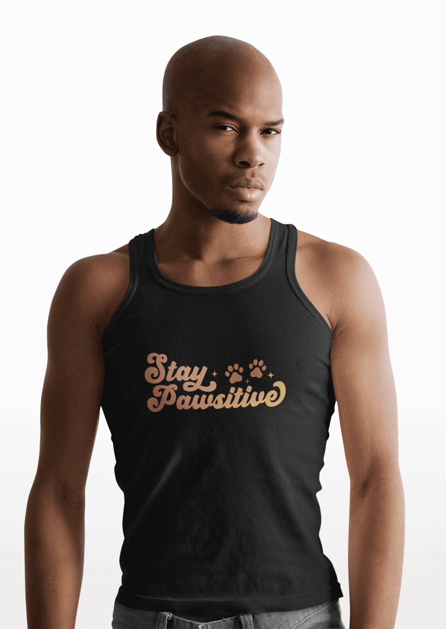 Cute Pet Lover Tank Top, Stay Pawsitive Tank, Funny Dog Lover Shirt - Purrfect Pet Haven