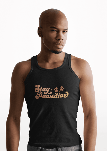 Cute Pet Lover Tank Top, Stay Pawsitive Tank, Funny Dog Lover Shirt - Purrfect Pet Haven