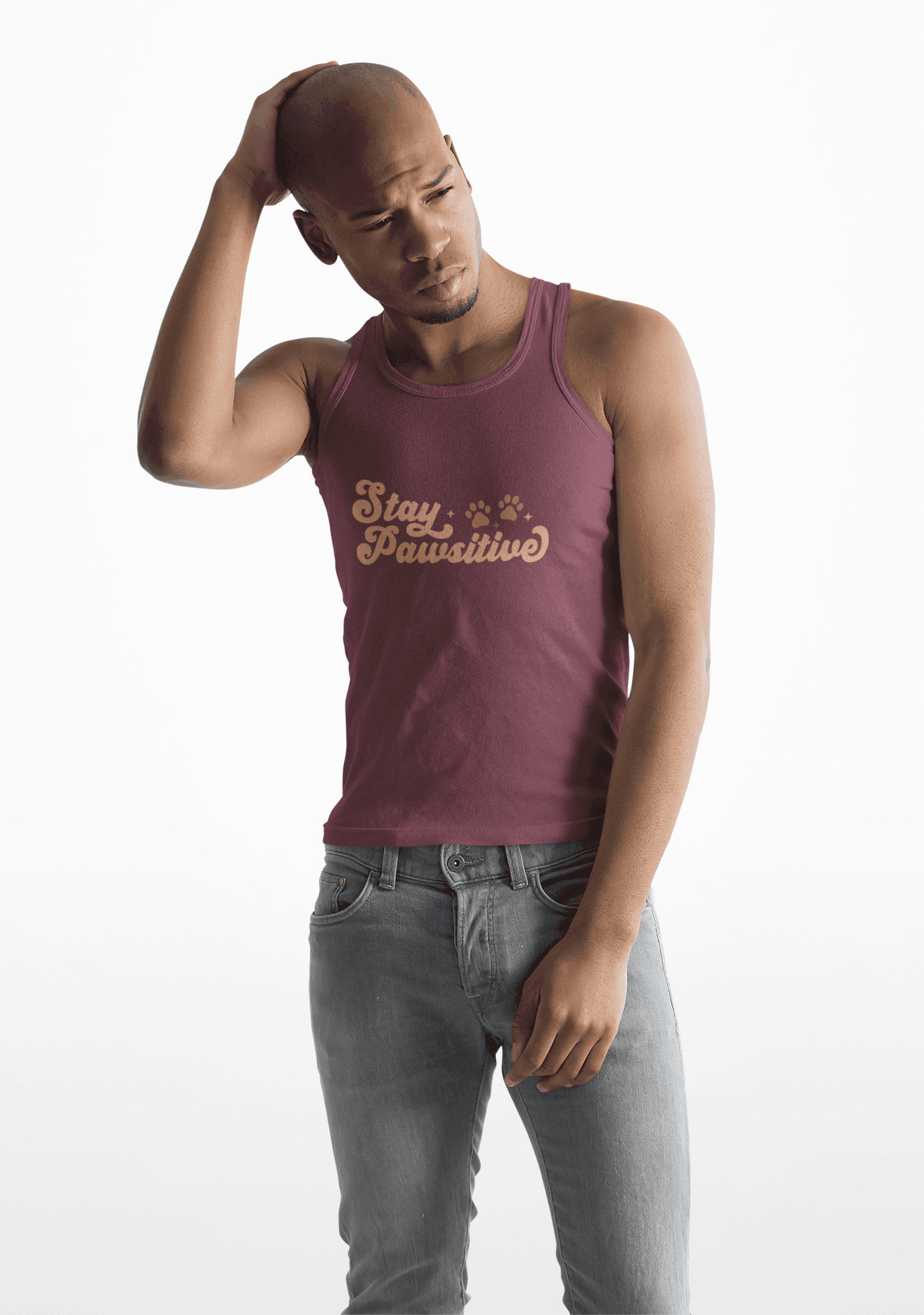 Cute Pet Lover Tank Top, Stay Pawsitive Tank, Funny Dog Lover Shirt - Purrfect Pet Haven