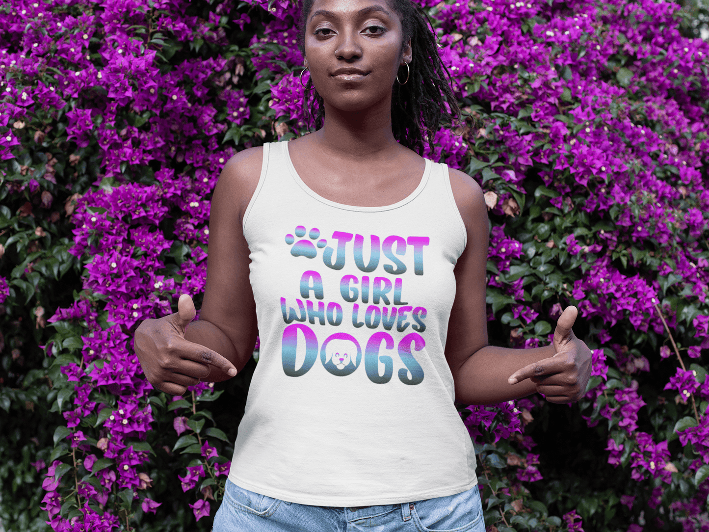 Just a Girl Who Loves Dogs Tank Top, Dog Lover Gift - Purrfect Pet Haven