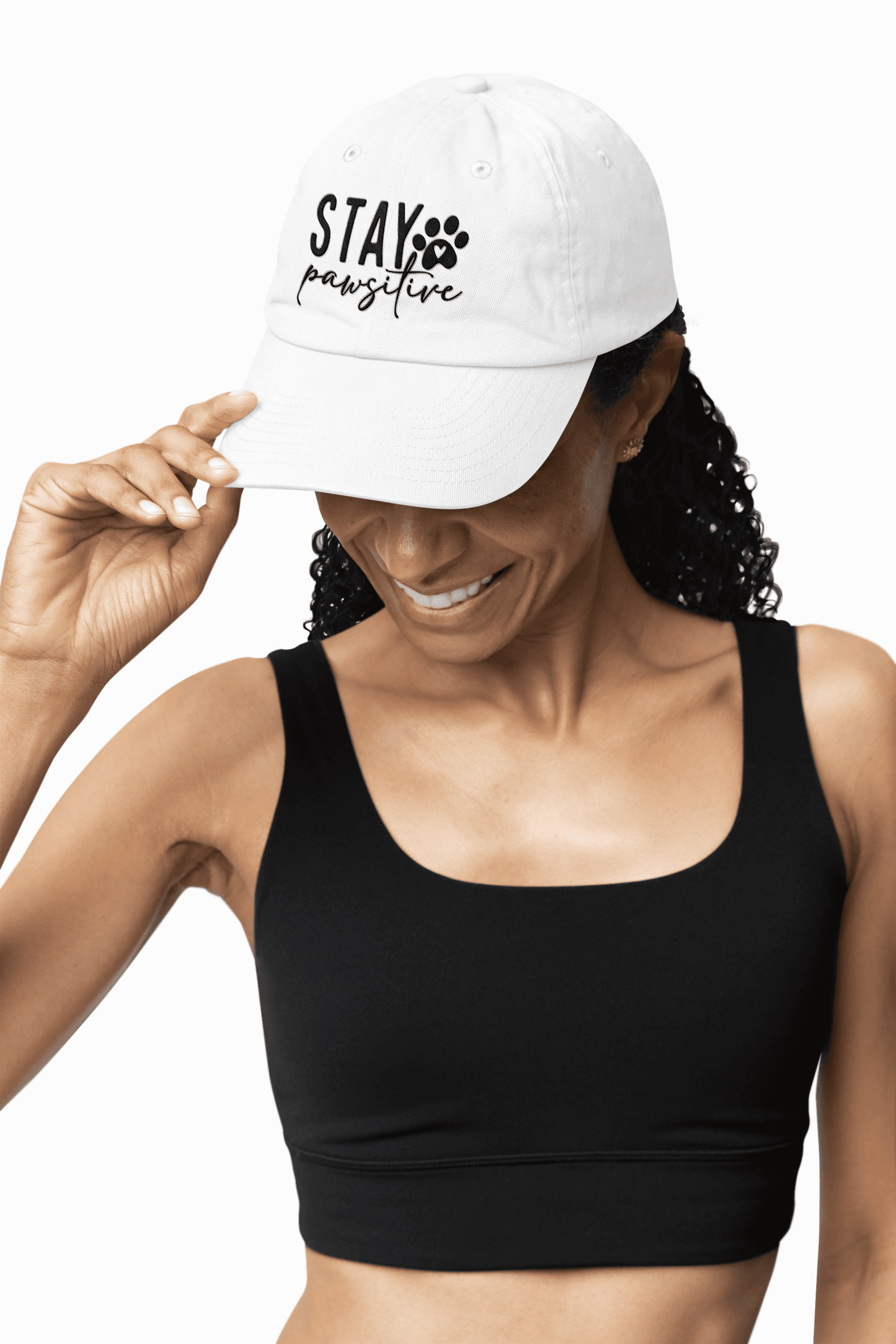 Stay Pawsitive Embroidered Dad Cap - Inspirational Pet Lover Baseball Hat - Purrfect Pet Haven