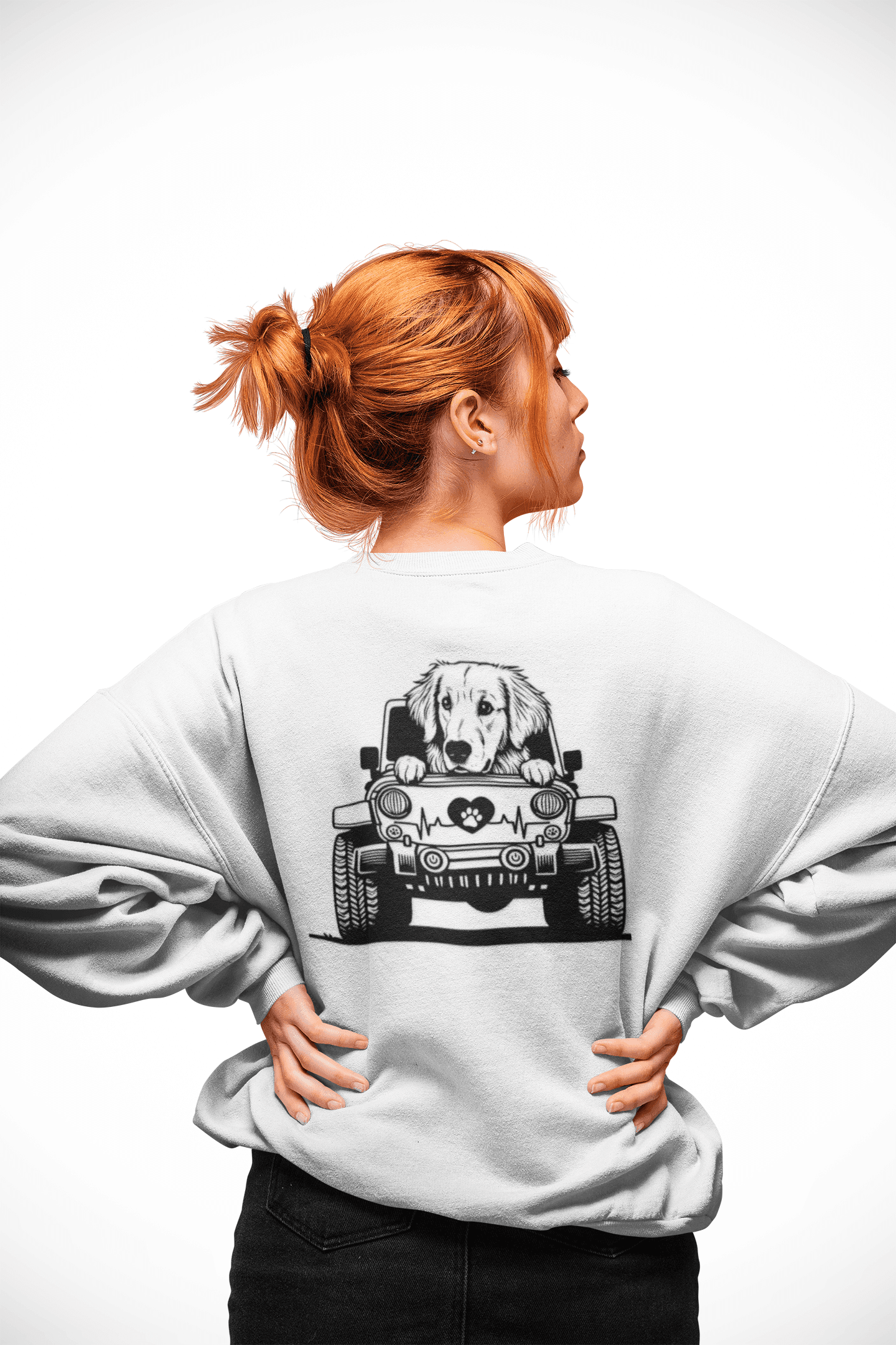 Golden Retriever Jeep Sweatshirt - Dog Lover's Heavy Blend - Purrfect Pet Haven