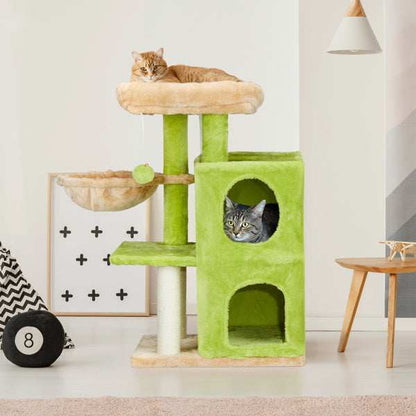3-inch Yellow-green Speaker-shaped Double-layer Cat House  Hammock Cat Bed - Purrfect Pet Haven