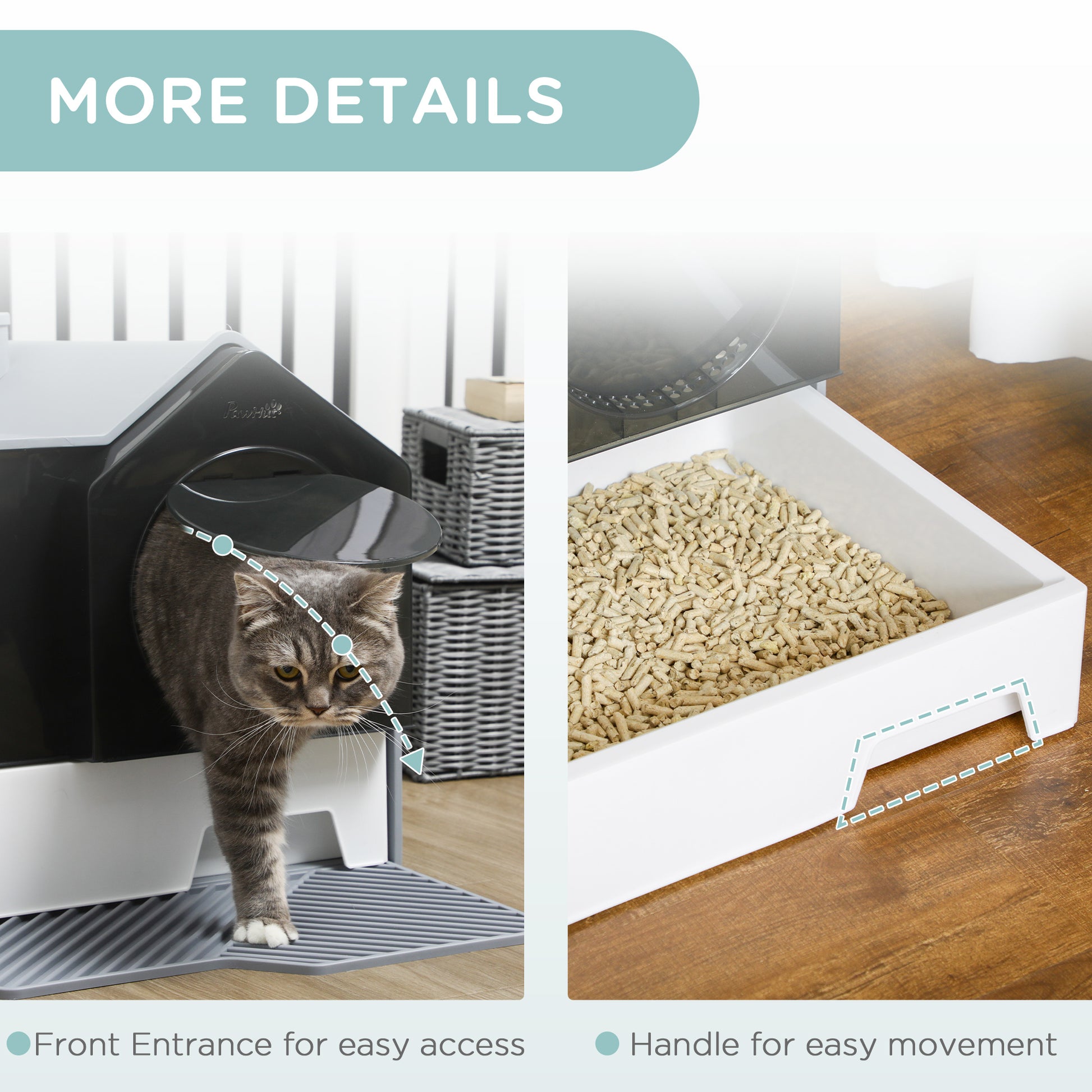 Hooded Cat Litter Box with Drawer & Mat - Odor Control - Purrfect Pet Haven