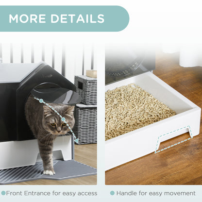 Hooded Cat Litter Box with Drawer & Mat - Odor Control - Purrfect Pet Haven