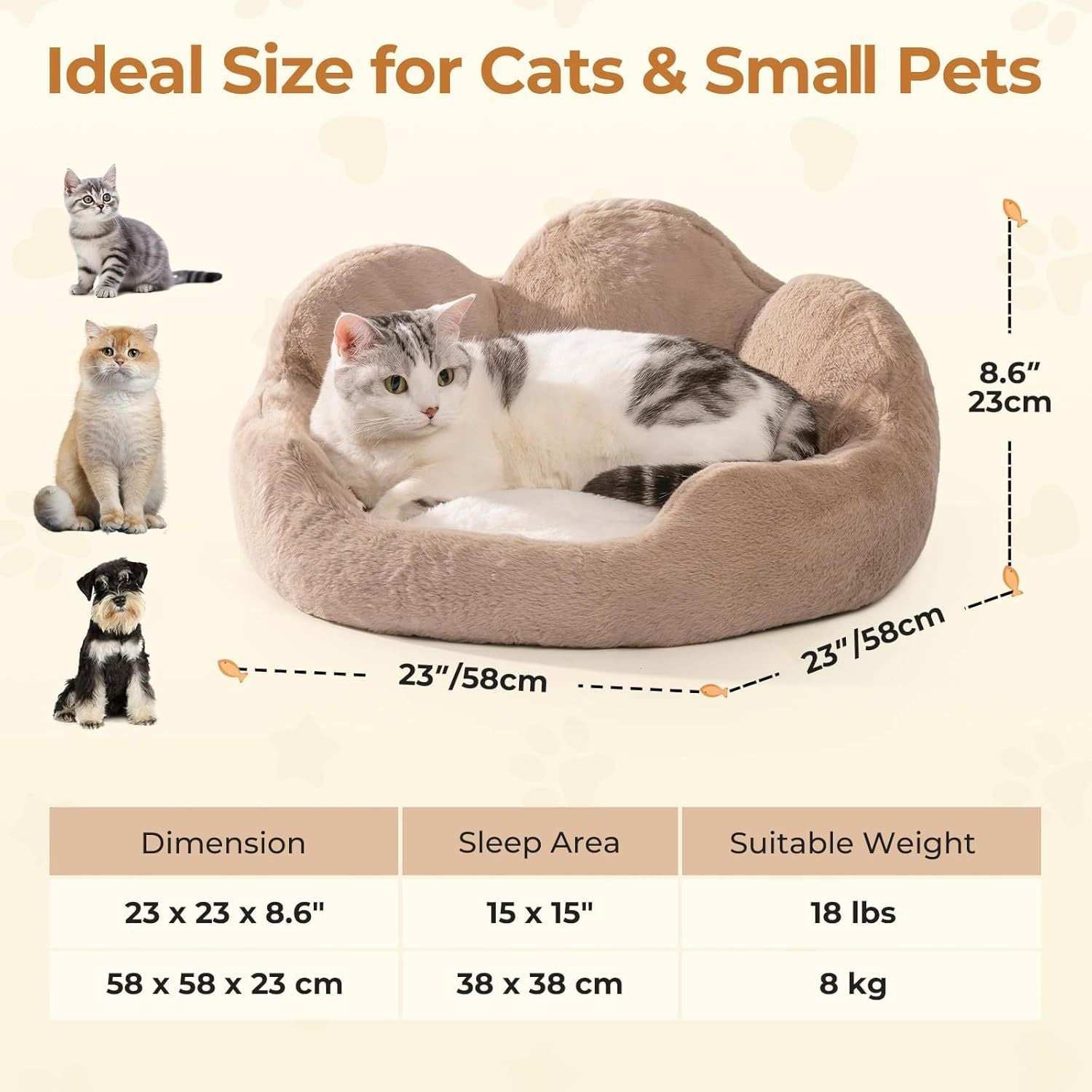 Cozy Khaki Flower Pet Bed - Washable - Purrfect Pet Haven