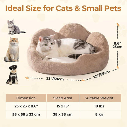 Cozy Khaki Flower Pet Bed - Washable - Purrfect Pet Haven