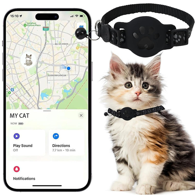Paw Prints Tracker - Cat Collar with AirTag Holder - Purrfect Pet Haven