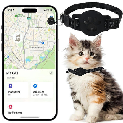 Paw Prints Tracker - Cat Collar with AirTag Holder - Purrfect Pet Haven