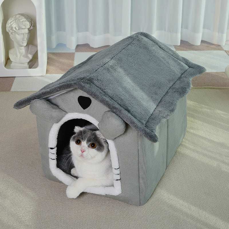 Cute House Type Cathouse Doghouse - Removable Washable Pet Bed - Purrfect Pet Haven