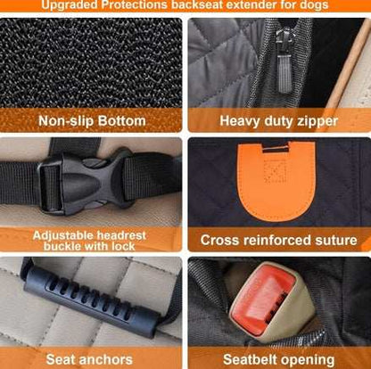 Adjustable Hard Bottom Dog Car Seat Backrest with Window & Storage Pockets - Purrfect Pet Haven