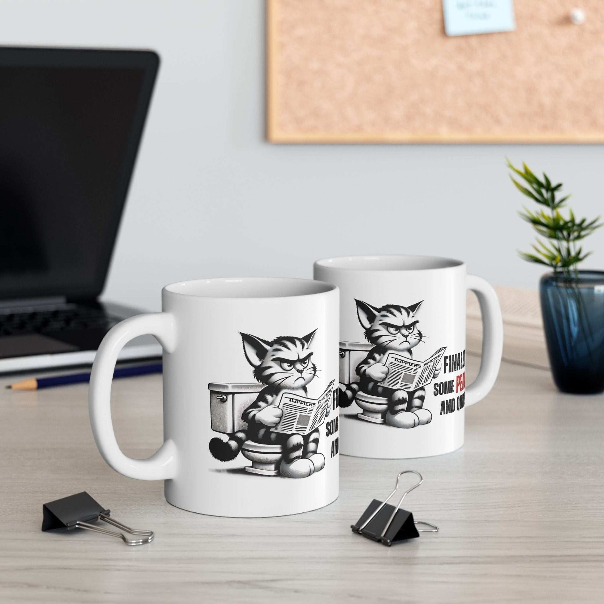 Funny Cat Ceramic Mug – "Finally Some Peace and Quiet!" – Perfect Gift for Cat Lovers - Purrfect Pet Haven