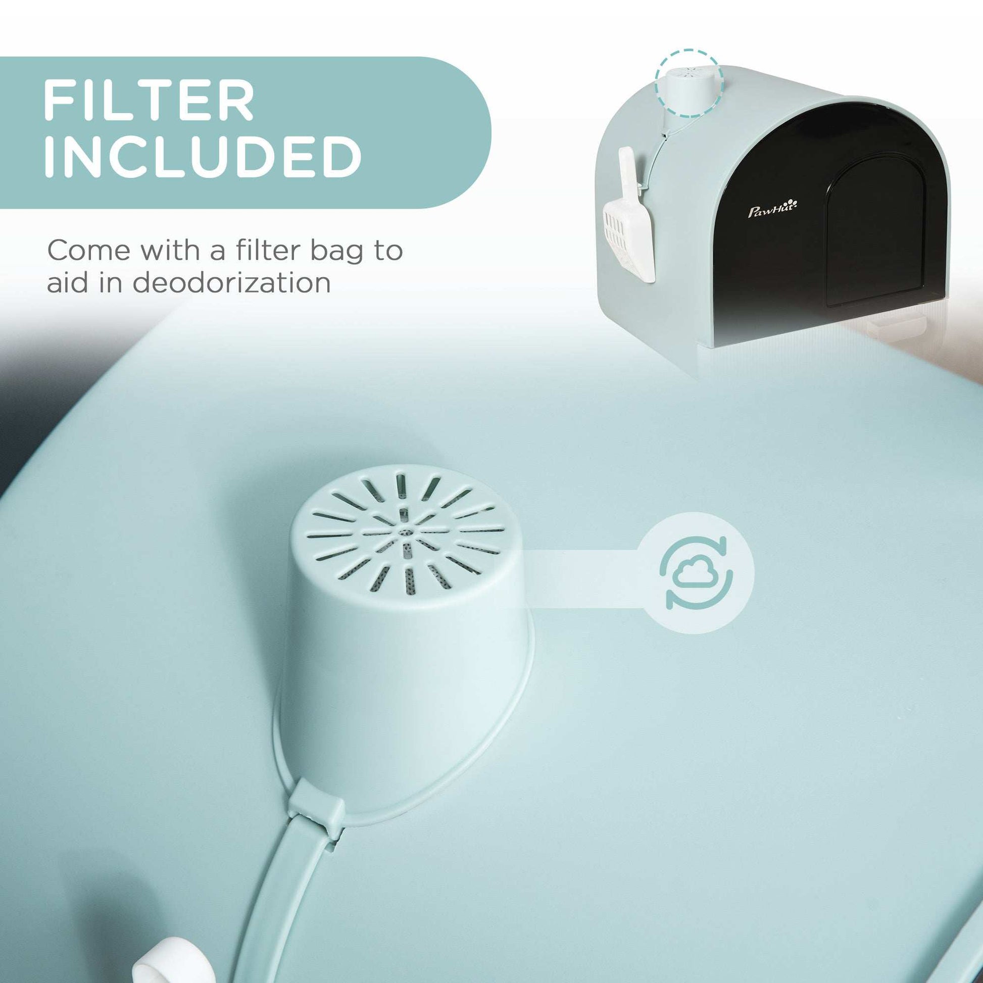 Cat Litter Box With Lid, Indoor Cat With Tray, Spoon, Strainer - Purrfect Pet Haven