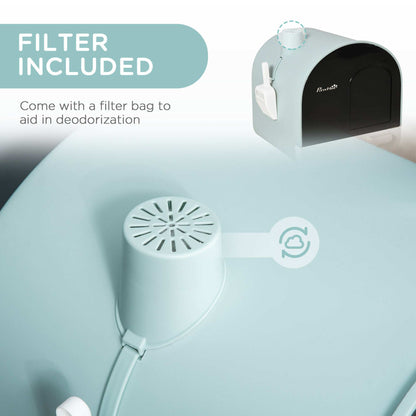 Cat Litter Box With Lid, Indoor Cat With Tray, Spoon, Strainer - Purrfect Pet Haven