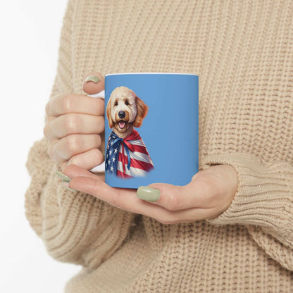 Patriotic Goldendoodle Dog Ceramic Mug - 11oz & 15oz - Purrfect Pet Haven