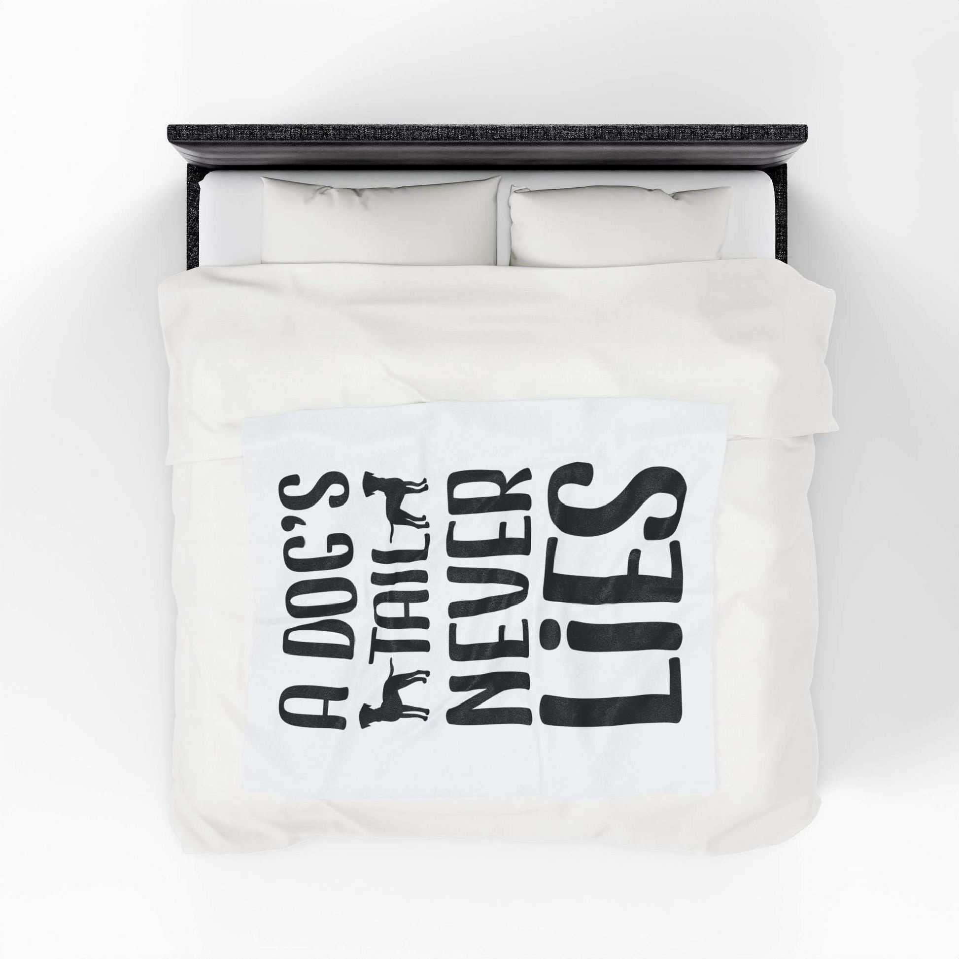 Cozy Velveteen Plush Blanket - "A Dog's Tail Never Lies" - Pet Lover Gift - Purrfect Pet Haven
