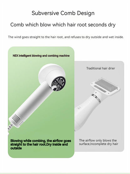 Pet Grooming Hair Dryer with Comb - Silent 2-in-1 Blow & Style