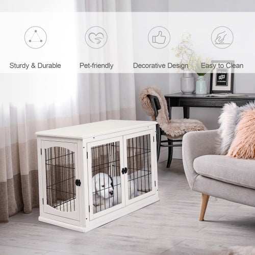 Small Kennel End Table With Two Open Sides And Lockable Door - Purrfect Pet Haven