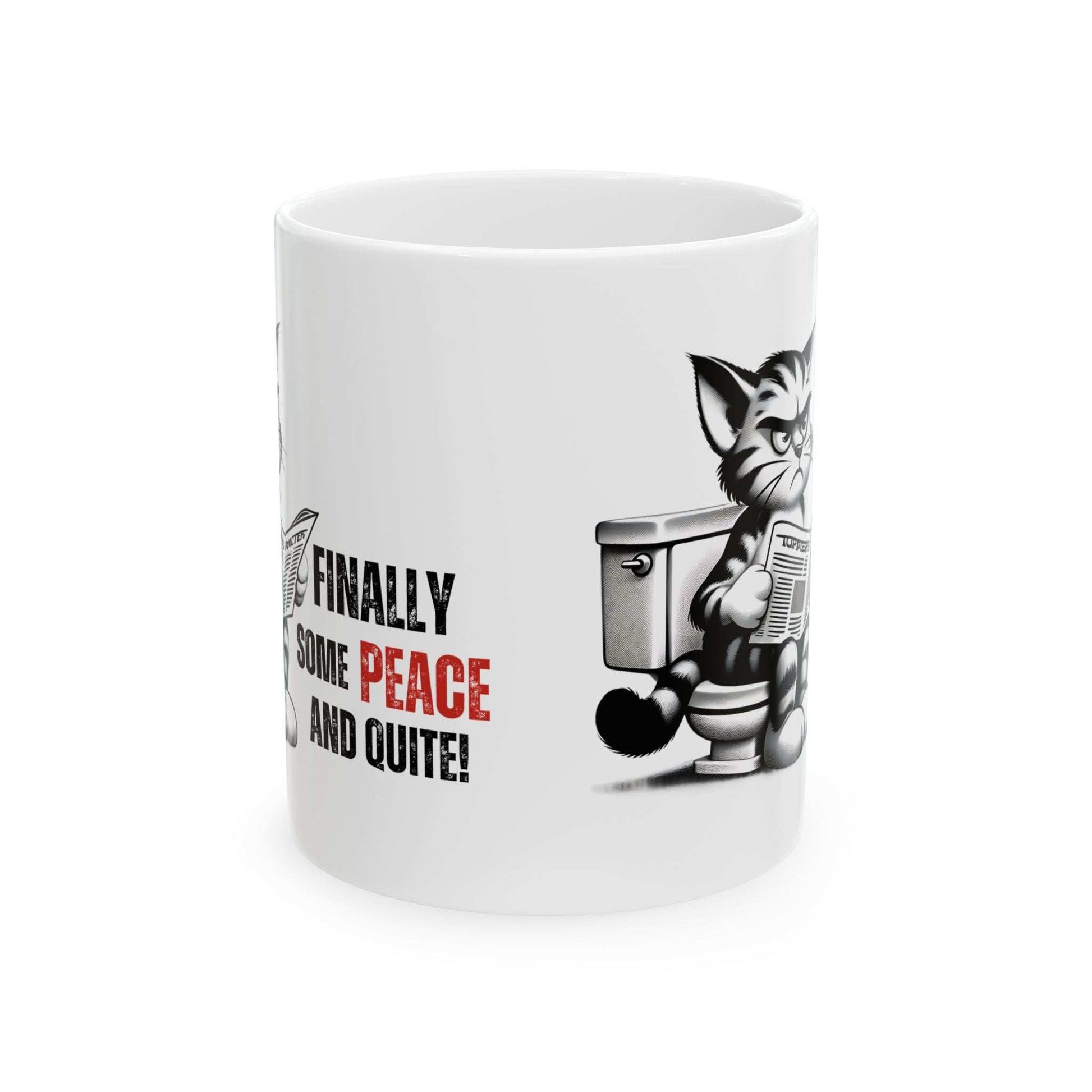 Funny Cat Ceramic Mug – "Finally Some Peace and Quiet!" – Perfect Gift for Cat Lovers - Purrfect Pet Haven