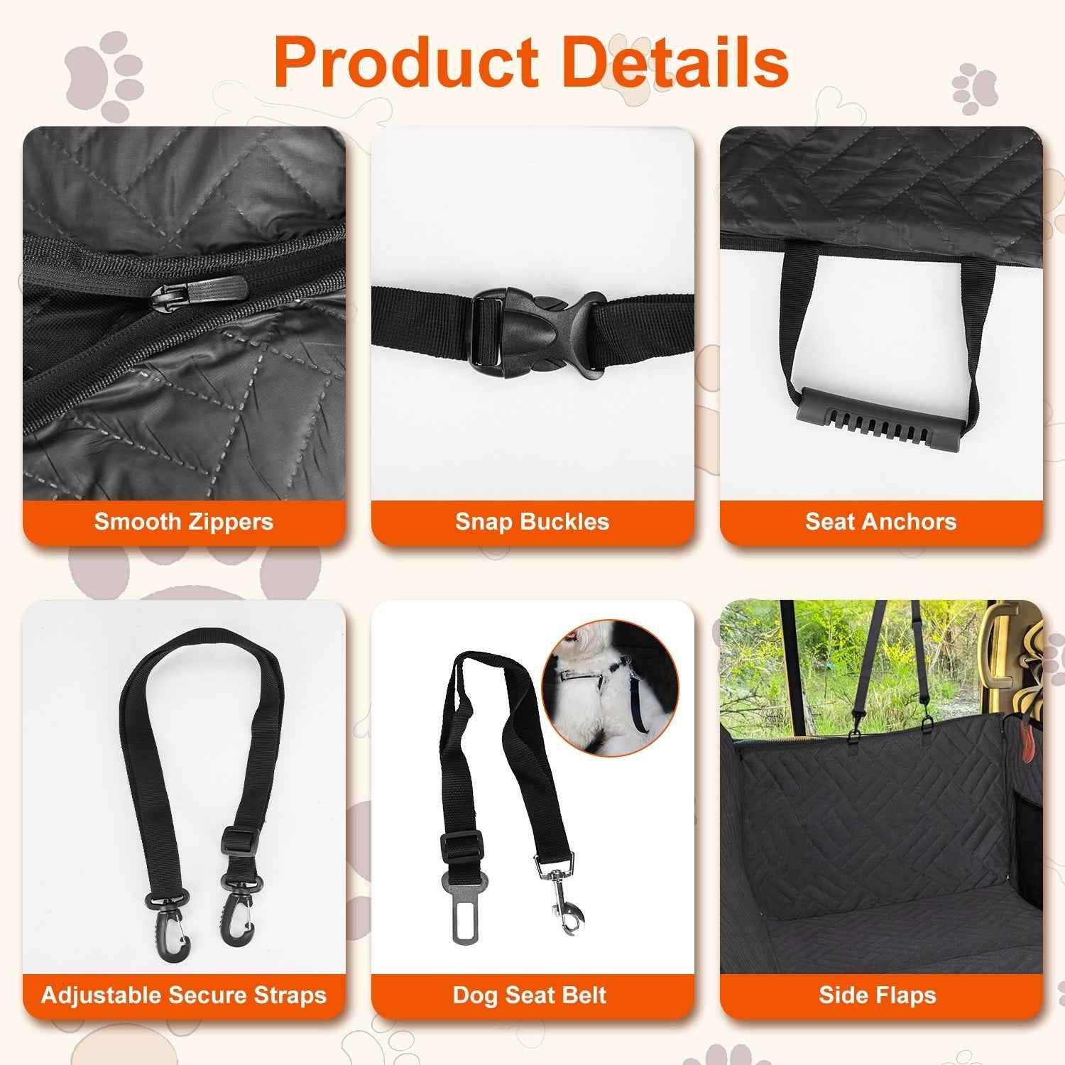 Dog Car Seat Cover - Waterproof Hammock for Back Seat - Purrfect Pet Haven