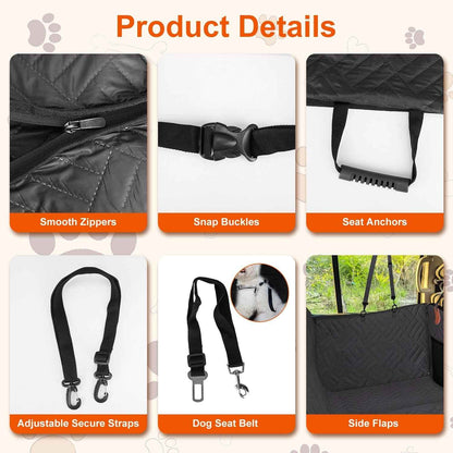 Dog Car Seat Cover - Waterproof Hammock for Back Seat - Purrfect Pet Haven