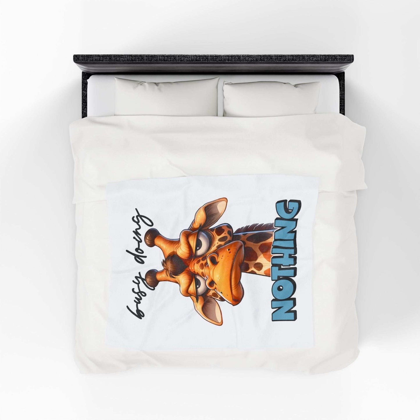 Funny Giraffe Plush Blanket - 'Busy Doing Nothing' - Purrfect Pet Haven